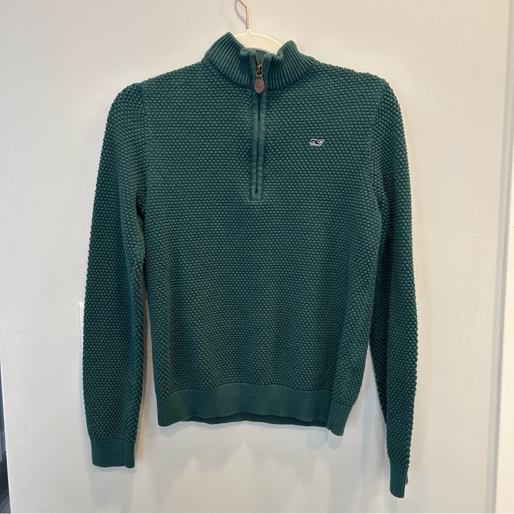 Vineyard Vines Teal Textured quarter Zip-Up Sweater Childs large